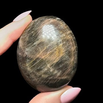 Black Moonstone Palm Stone | Stock A - Mooncat Crystals