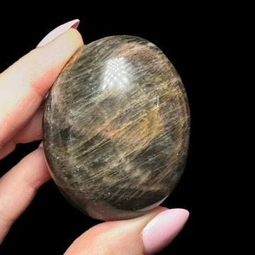 Black Moonstone Palm Stone | Stock A - Mooncat Crystals