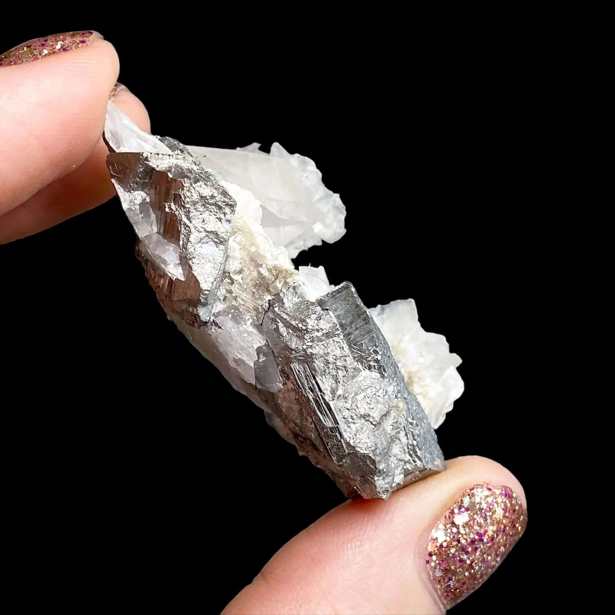 Calcite Over Silvery Mineral from Mexico | Stock A - Mooncat Crystals