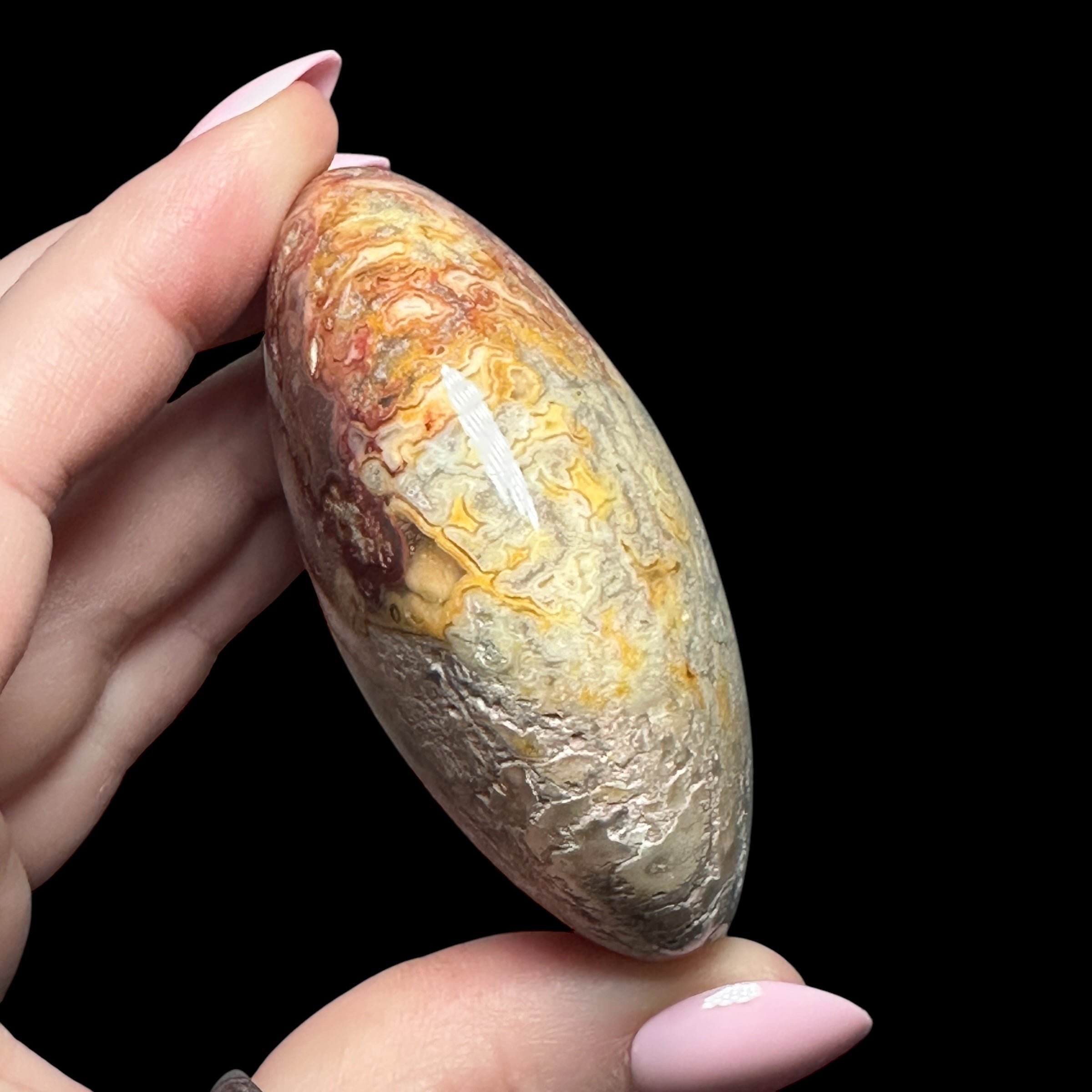 Crazy Lace Agate Palm Stone - Mooncat Crystals
