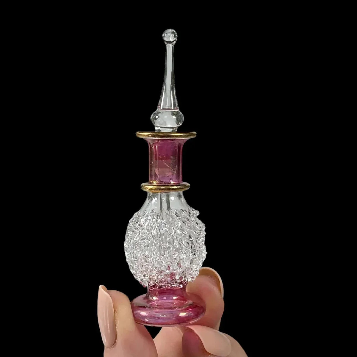 Hand-Painted Egyptian Glass Perfume Bottle Stock B Mooncat