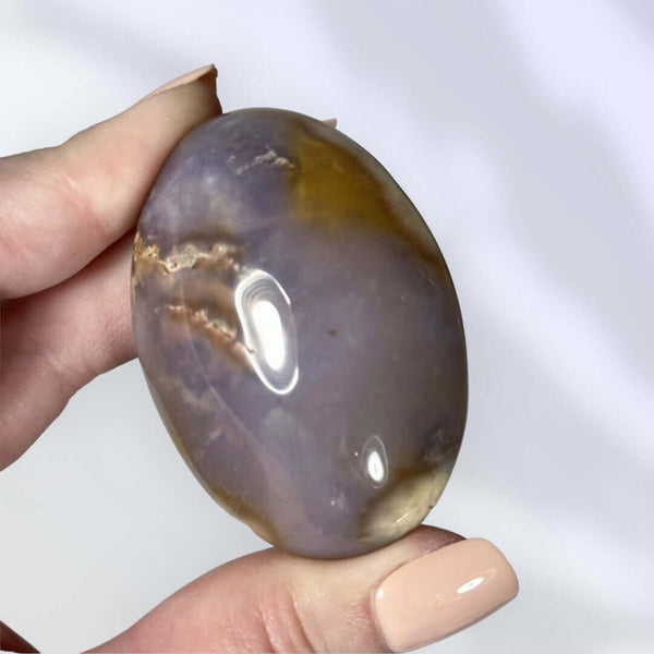 Violet Flame Agate Palm Stone | Stock A