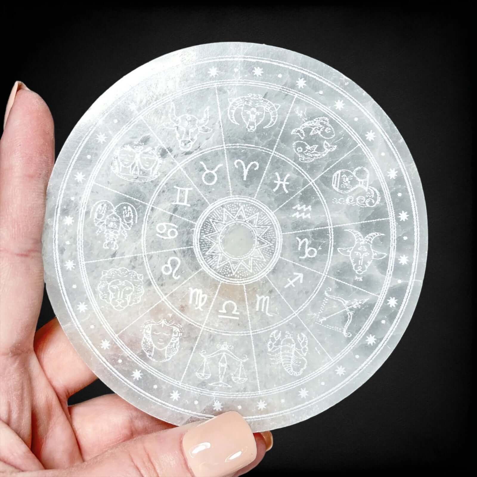 Selenite Zodiac Plate - Large