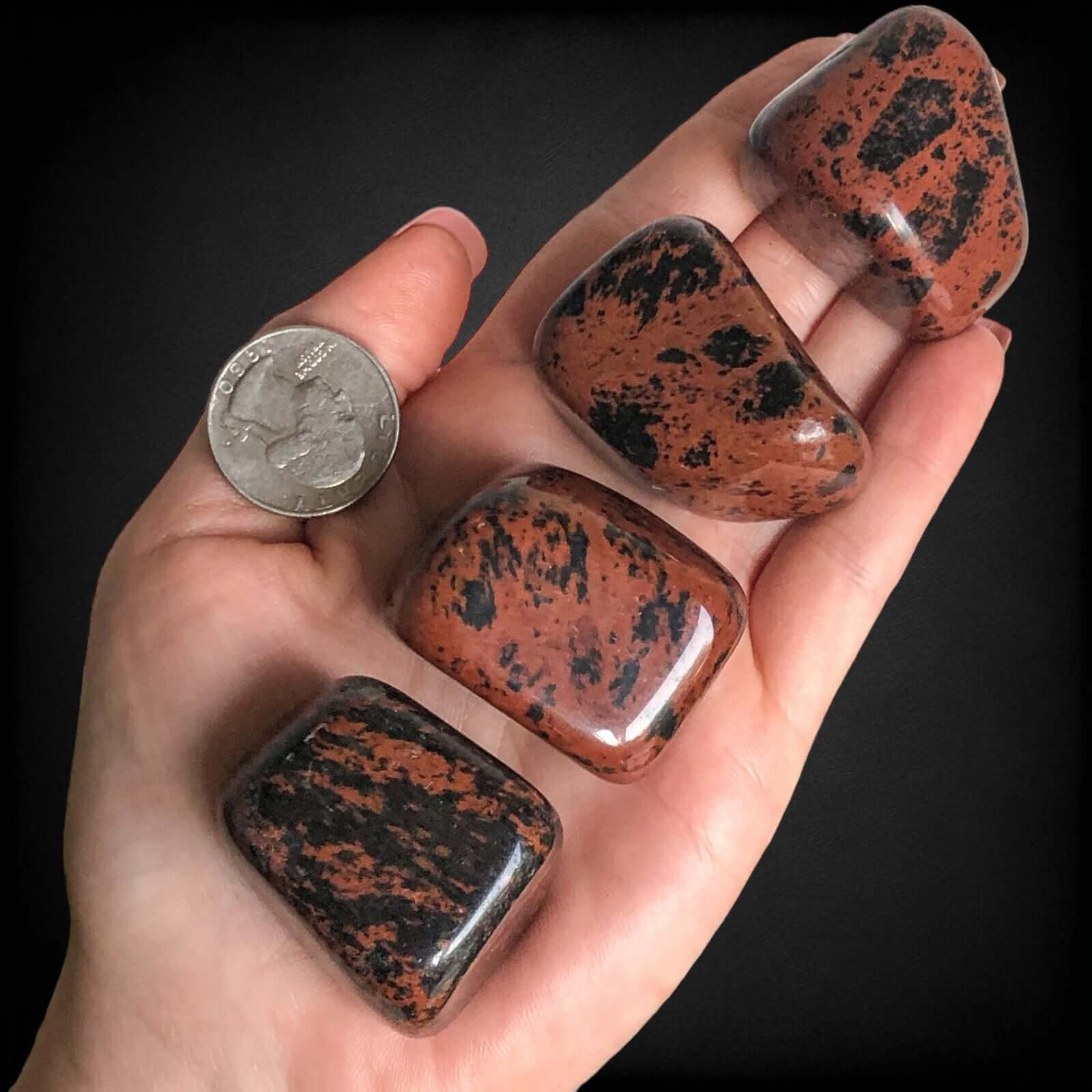 Large Mahogany Obsidian Tumbles | Set of 2