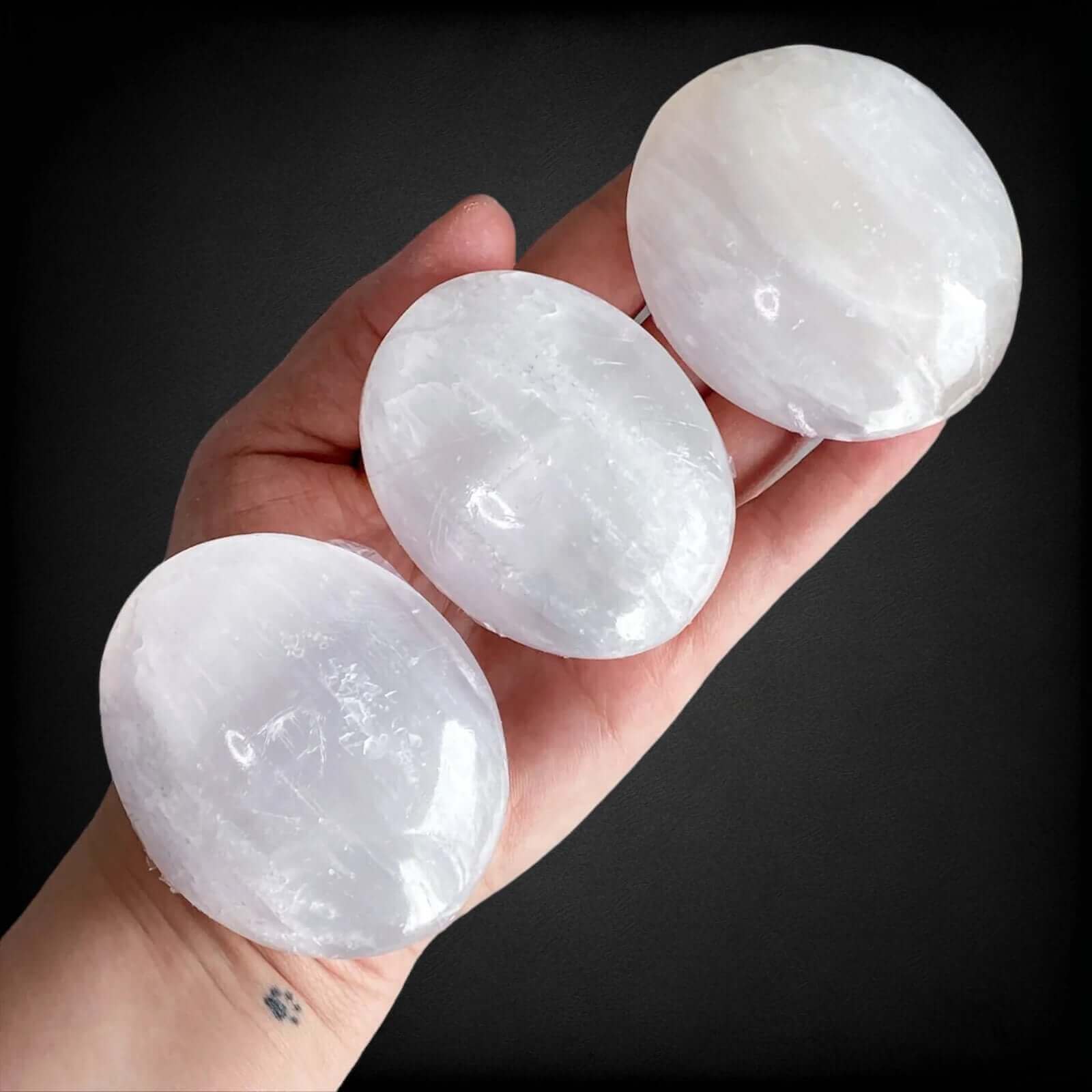 Selenite Palm Stone
