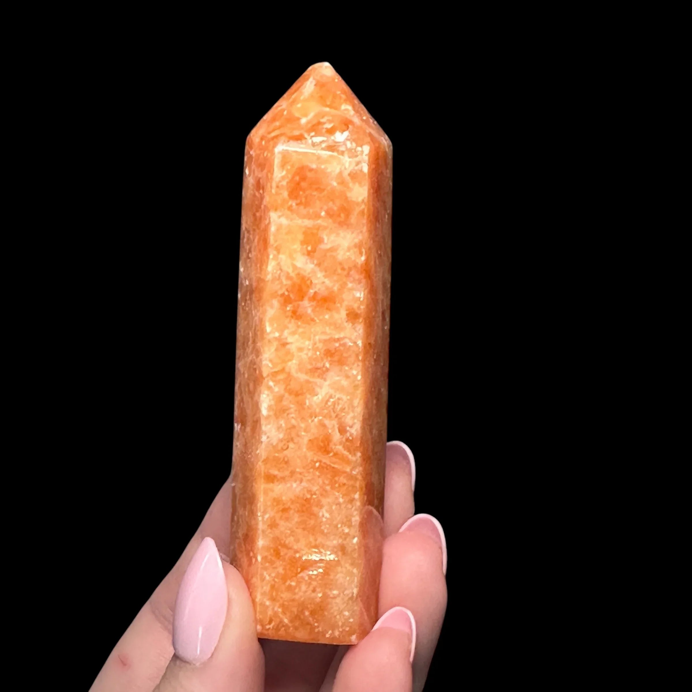 Orange Calcite Tower Imperfect Tip Mooncat Crystals