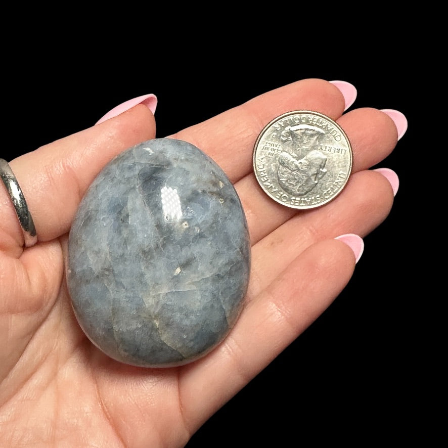 Periwinkle Blue Quartz Palm Stone - Mooncat Crystals