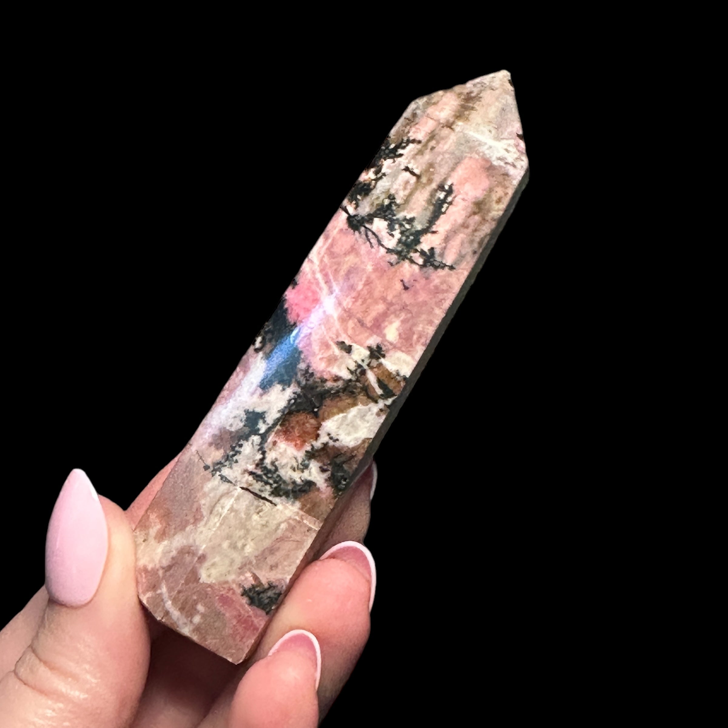Rhodonite Tower - Mooncat Crystals