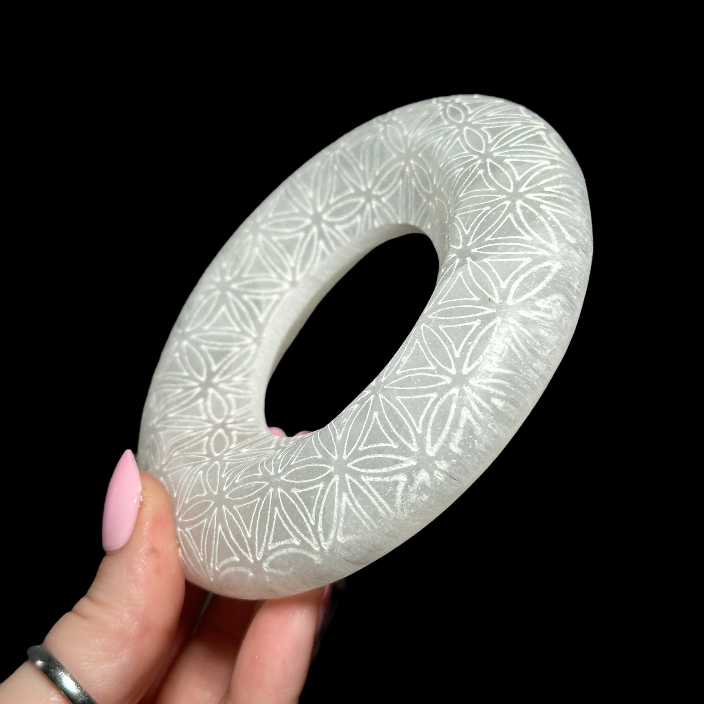 Selenite Sphere Holder - Mooncat Crystals