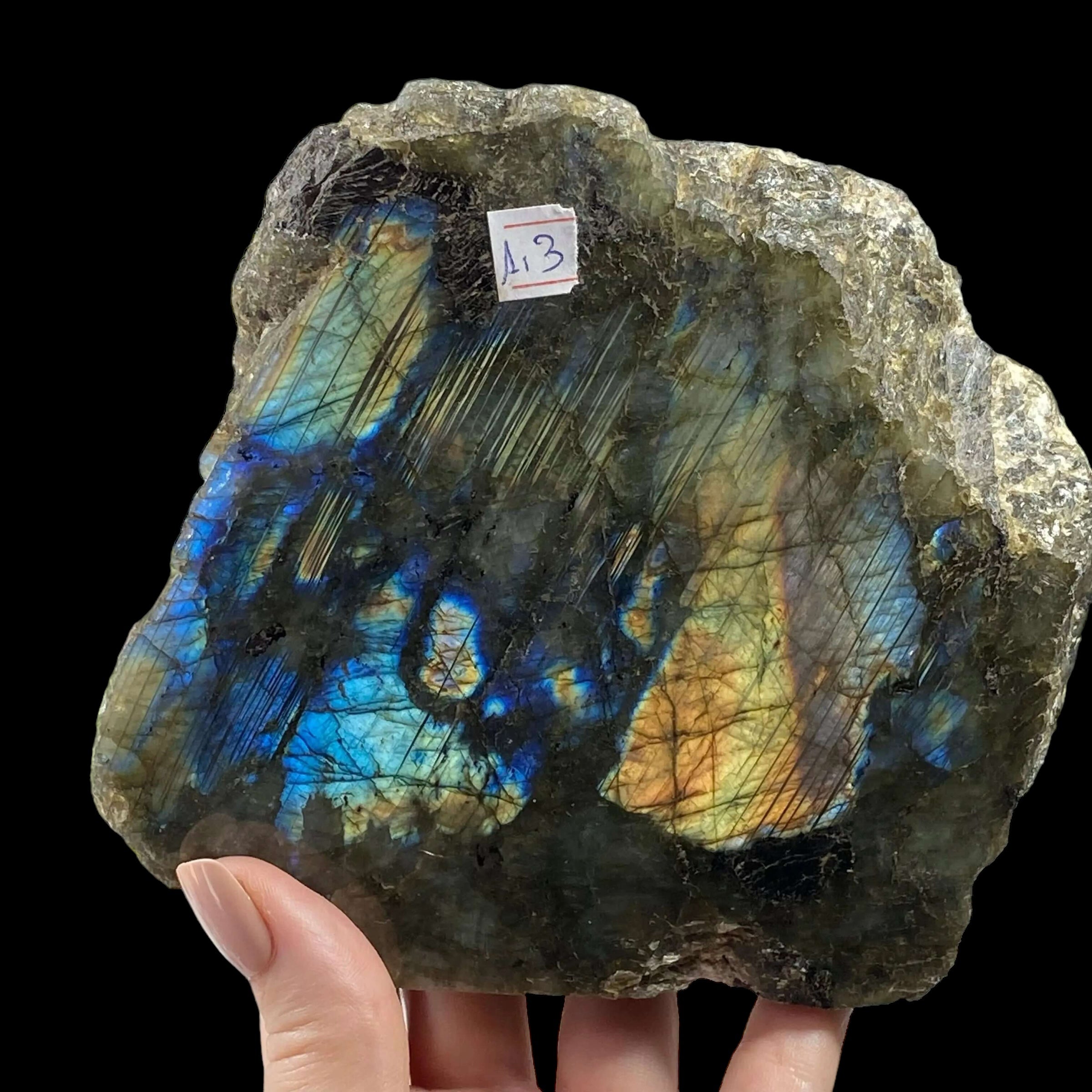 TRANSFORMATION + MAGIC-AWAKENING:: Self-Standing One-Side Polished Labradorite - Mooncat Crystals