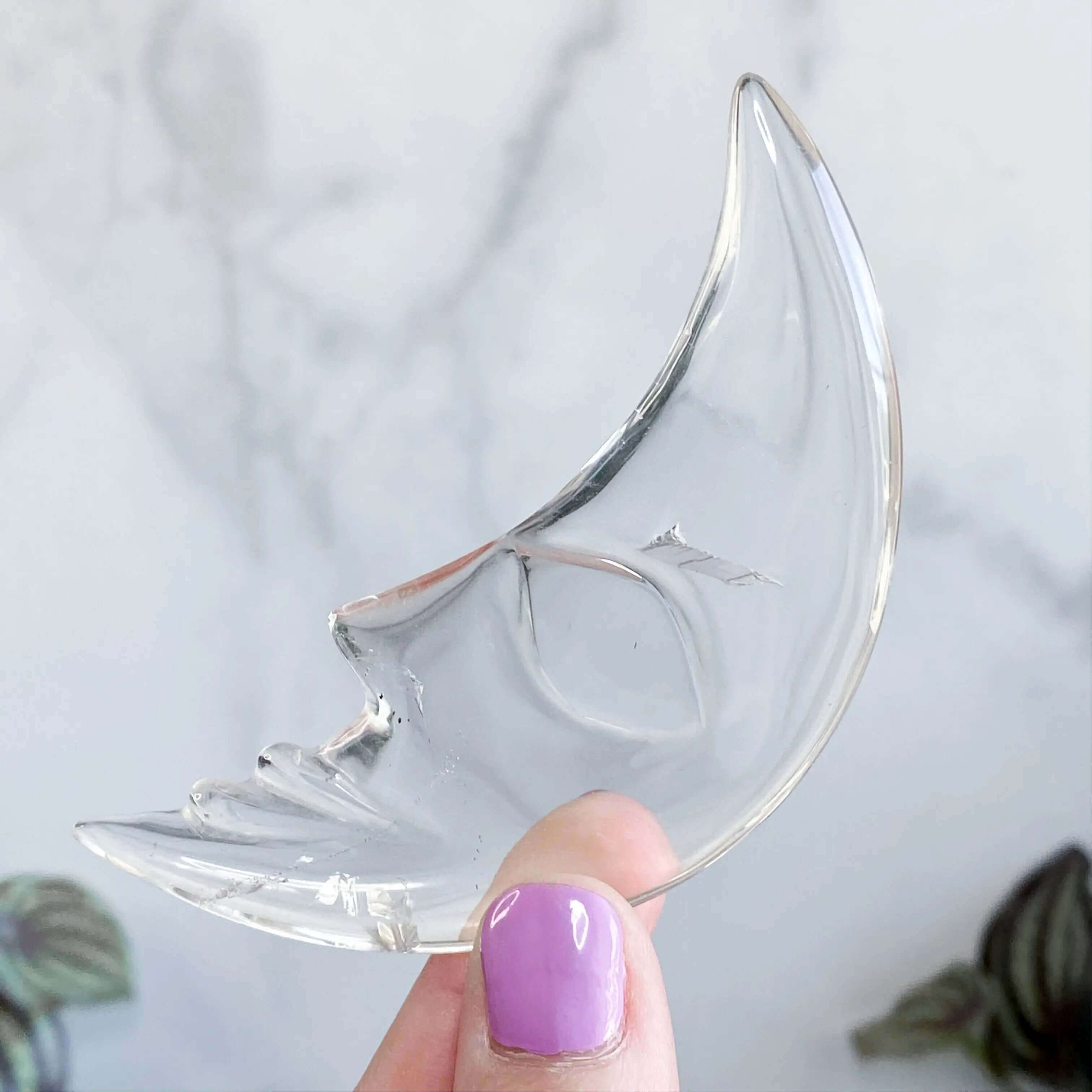 Clear Quartz Moon with Stand (~4") | Stock B Mooncat Crystals