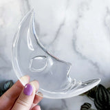 Clear Quartz Moon with Stand (~5 1/2") | Stock A Mooncat Crystals