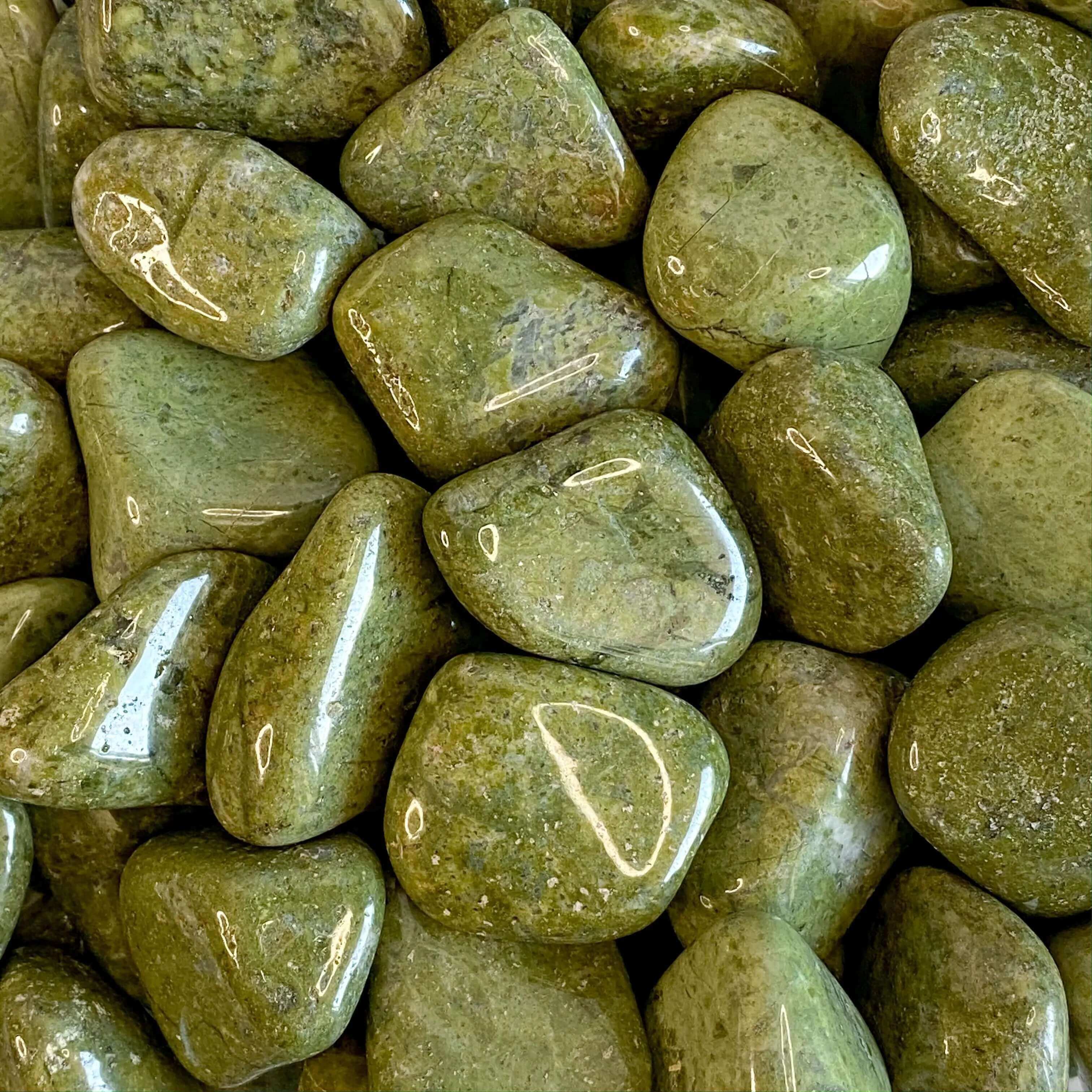 Epidote Tumbles for Amplification and Alignment | Set of 2 Mooncat Crystals