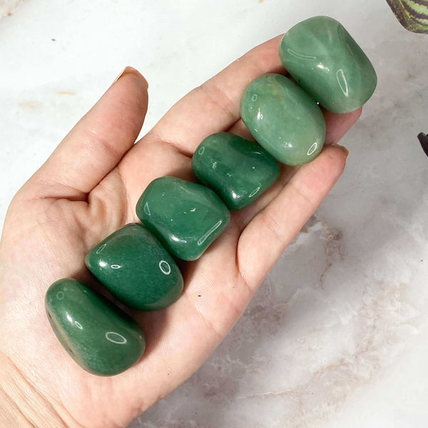 Green Aventurine Tumbles (Large) | Set of 2 Mooncat Crystals