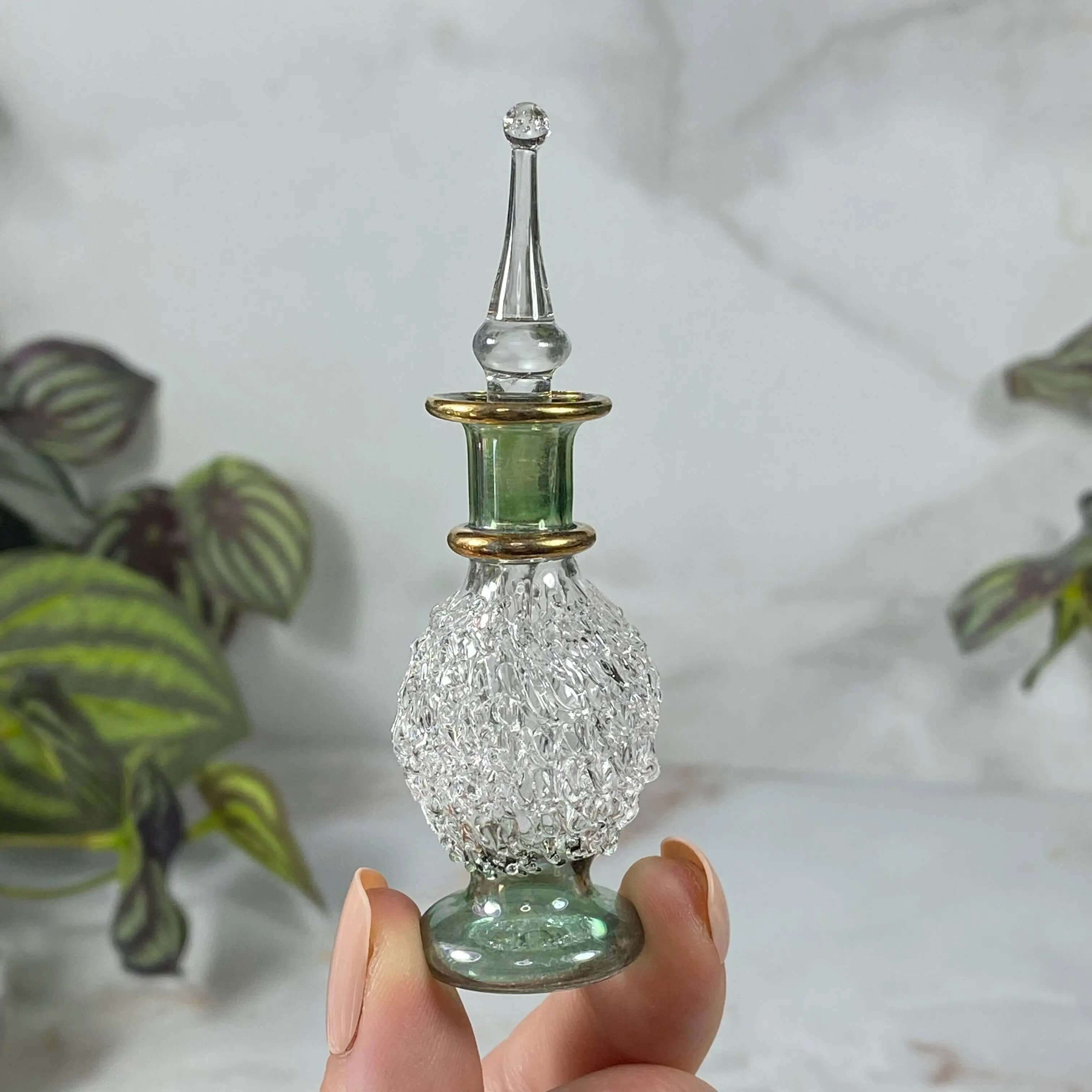 Hand-Painted Egyptian Glass Perfume Bottle | Stock C Mooncat Crystals