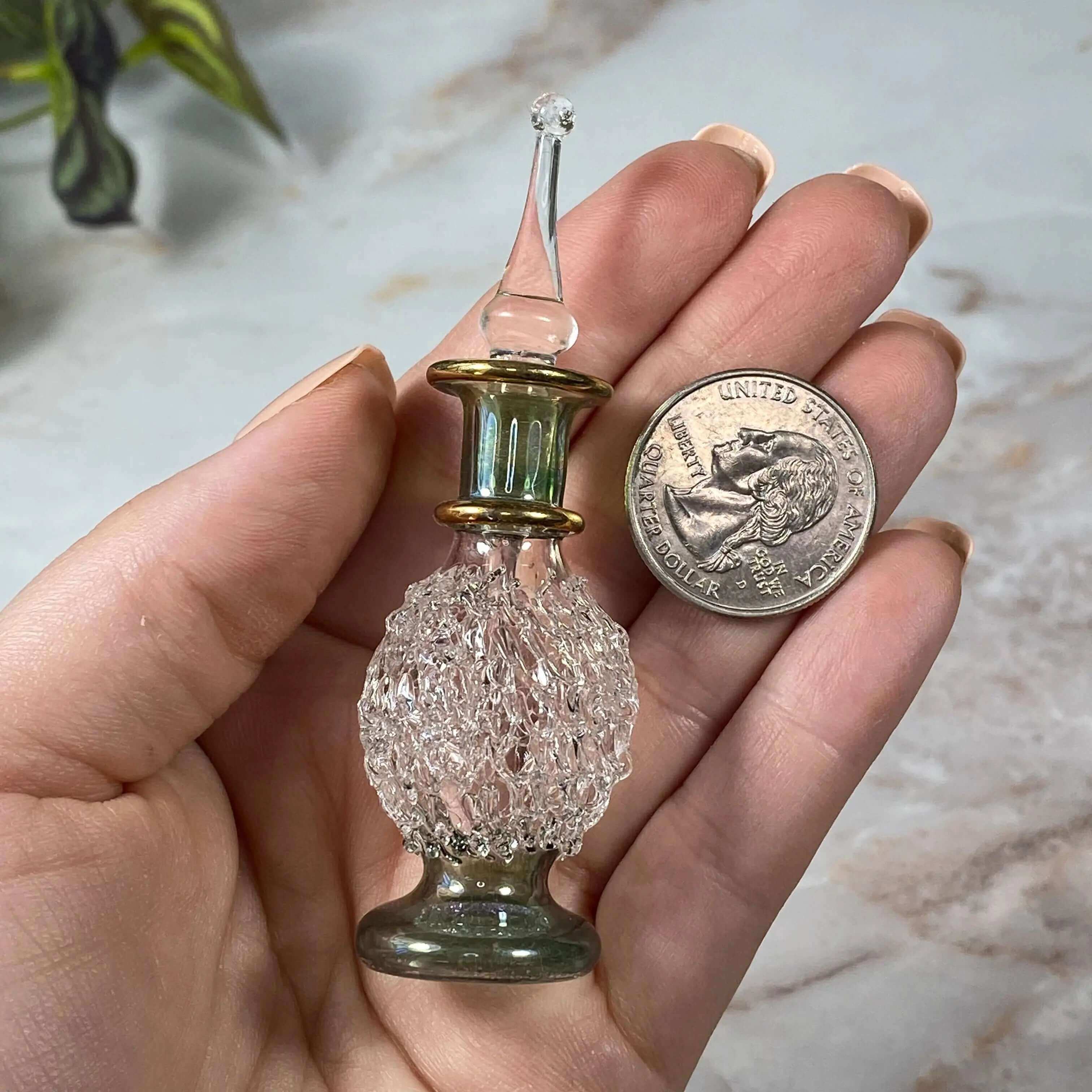 Hand-Painted Egyptian Glass Perfume Bottle | Stock C Mooncat Crystals