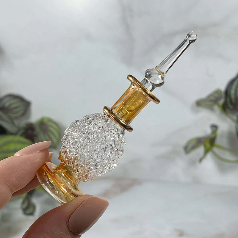 Hand-Painted Egyptian Glass Perfume Bottle | Stock D Mooncat Crystals