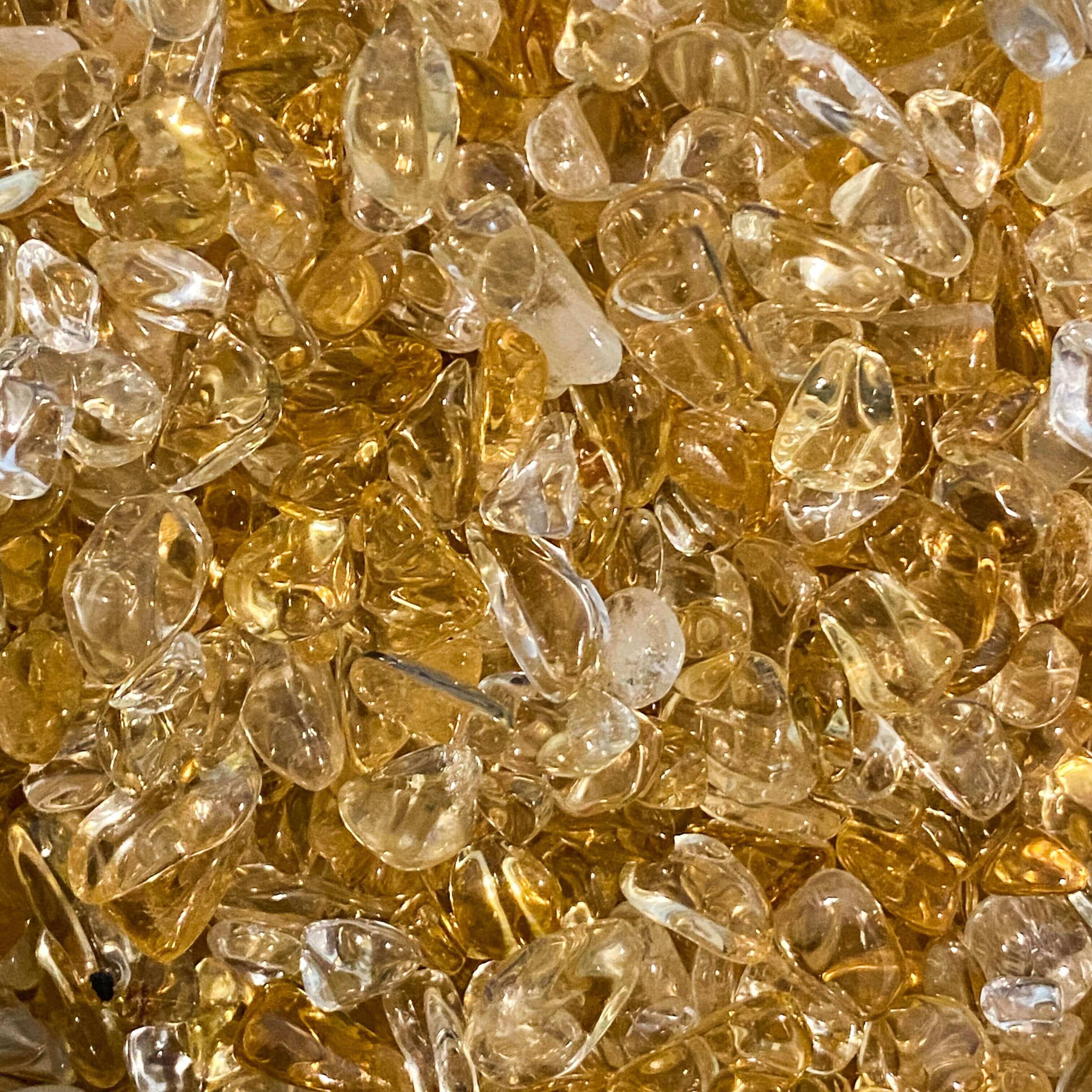 ZenQ Crystal Chips, 1/2 Pound Tumbled Crystals, Natural Crushed Crystals for Crafts - Citrine