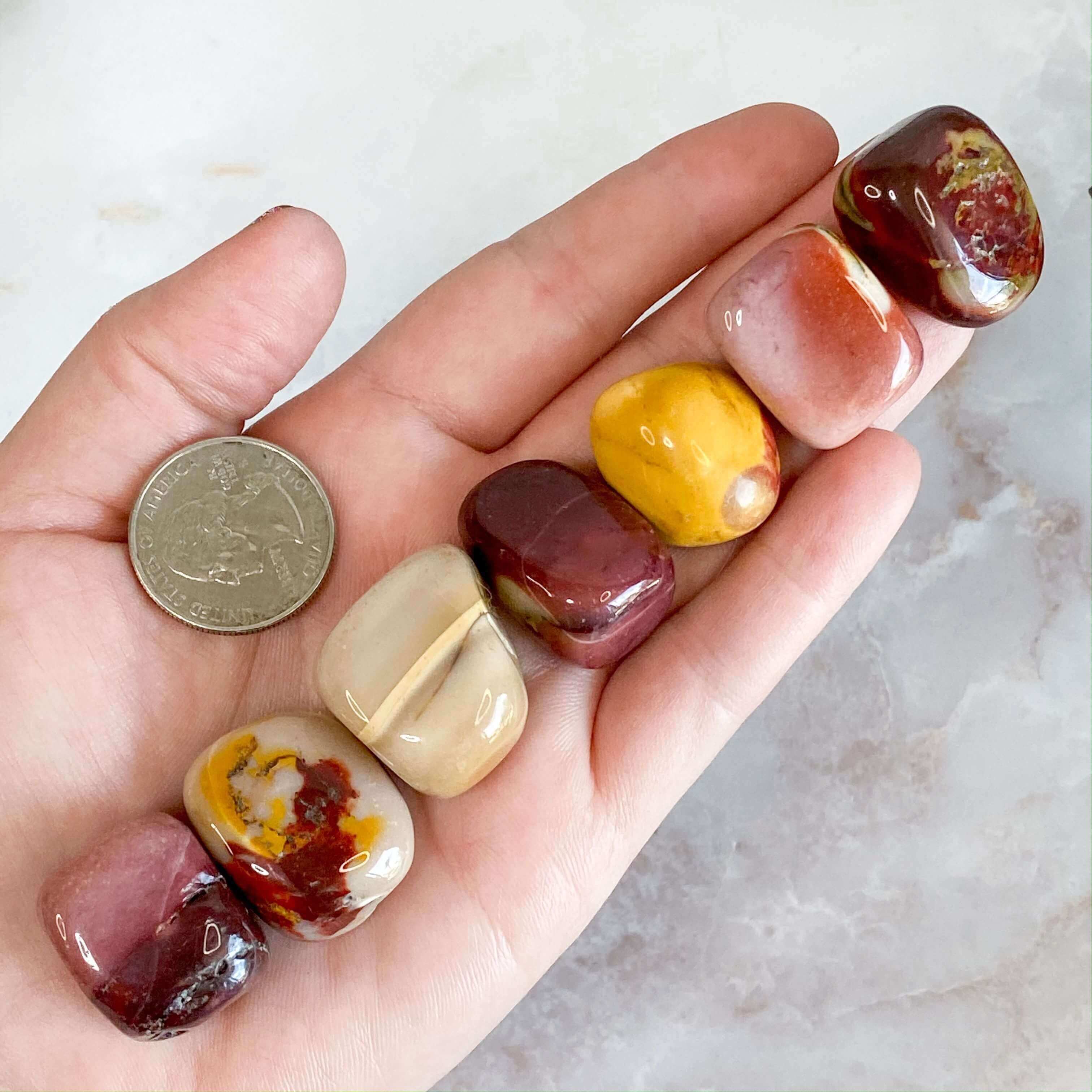 Mookaite Tumbles for Grounding and Vitality | Set of 2 Mooncat Crystals