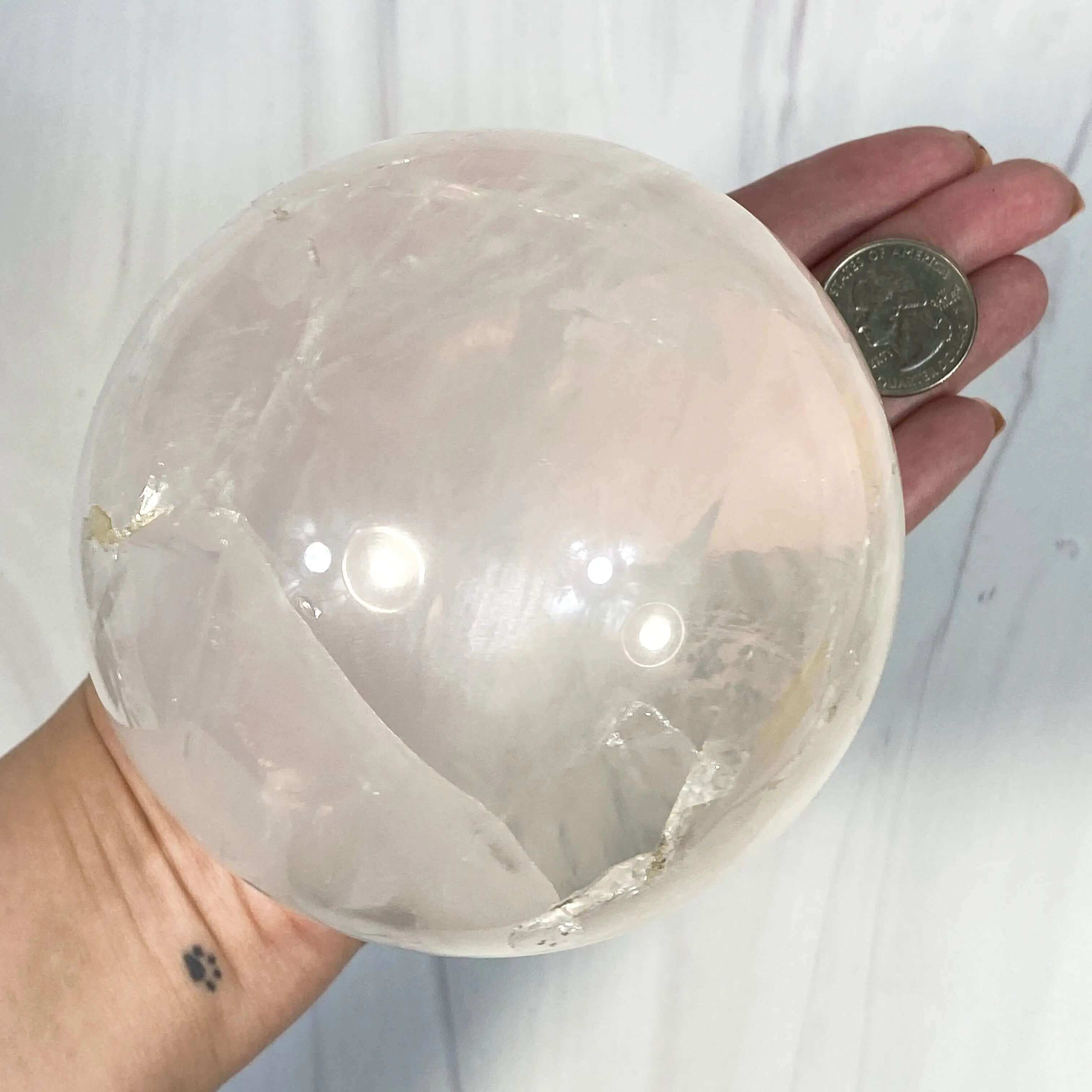 Moon Quartz Sphere with Rainbows | Approx. 105mm Mooncat Crystals