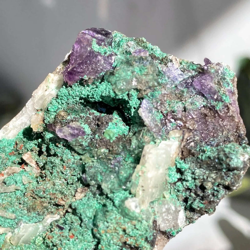 Purple Fluorite with Malachite | Stock J Mooncat Crystals