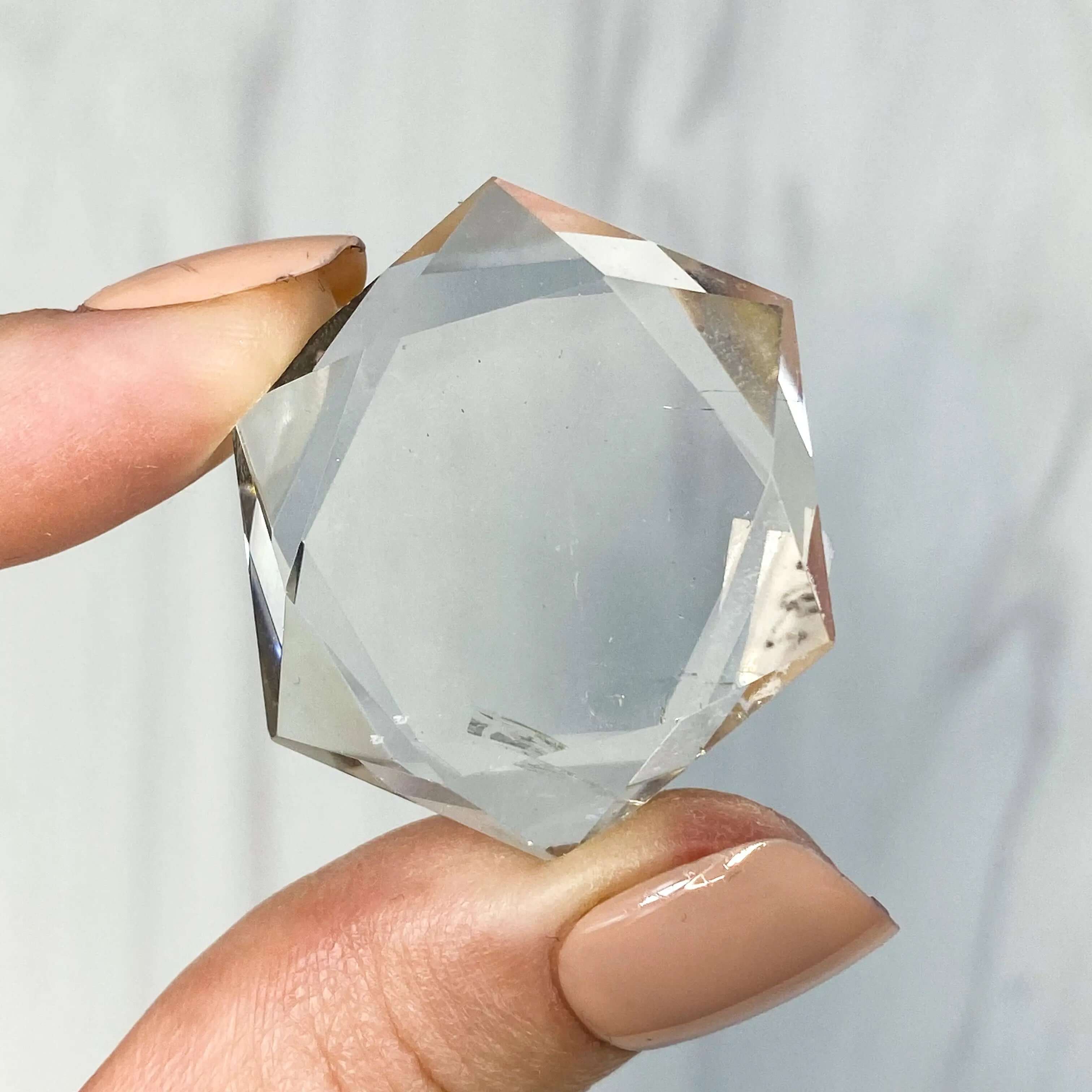 Quartz Faceted Star for Clarity and Amplification Mooncat Crystals