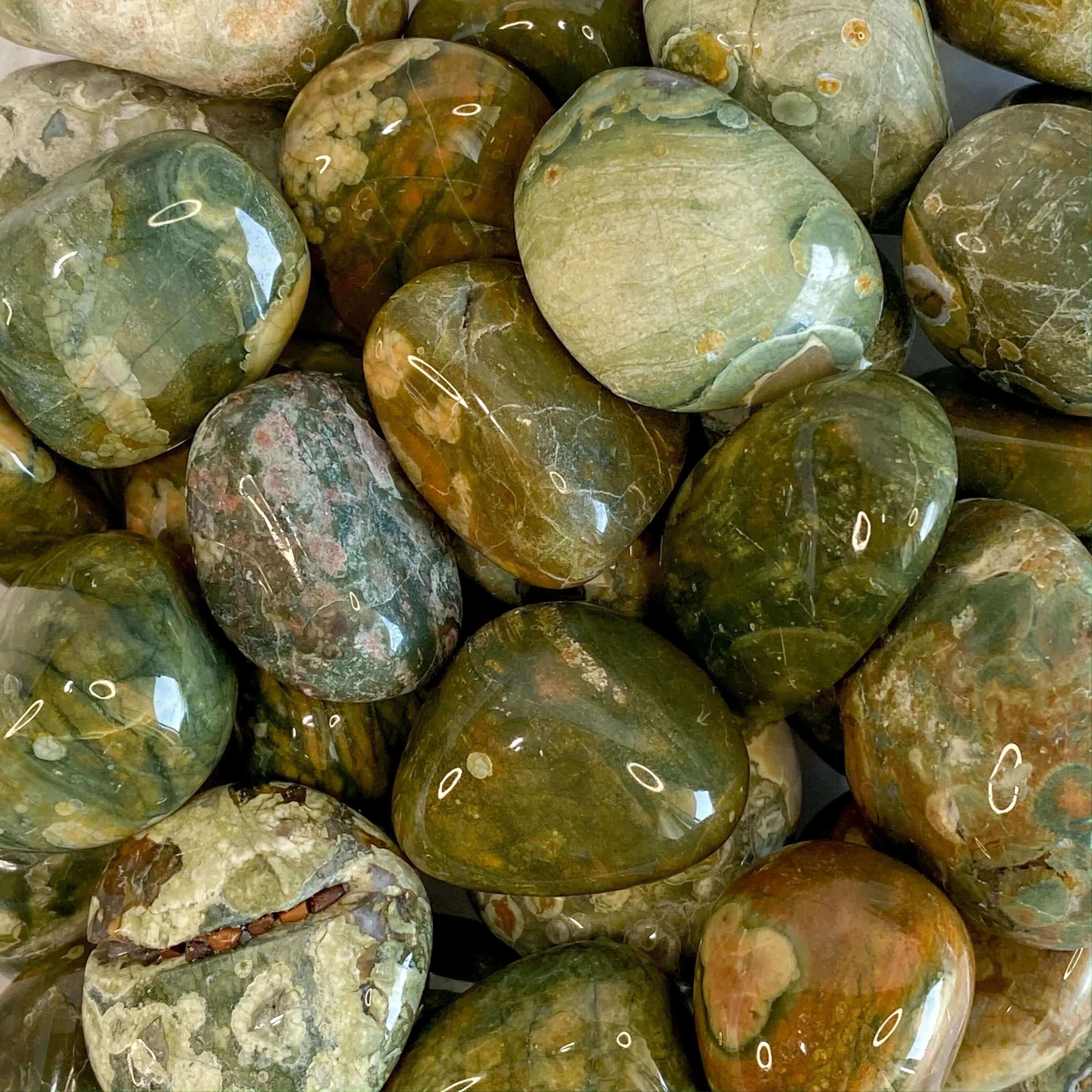 Rainforest Rhyolite Tumbles for Renewal and Connection | Large - Set of 2 Mooncat Crystals