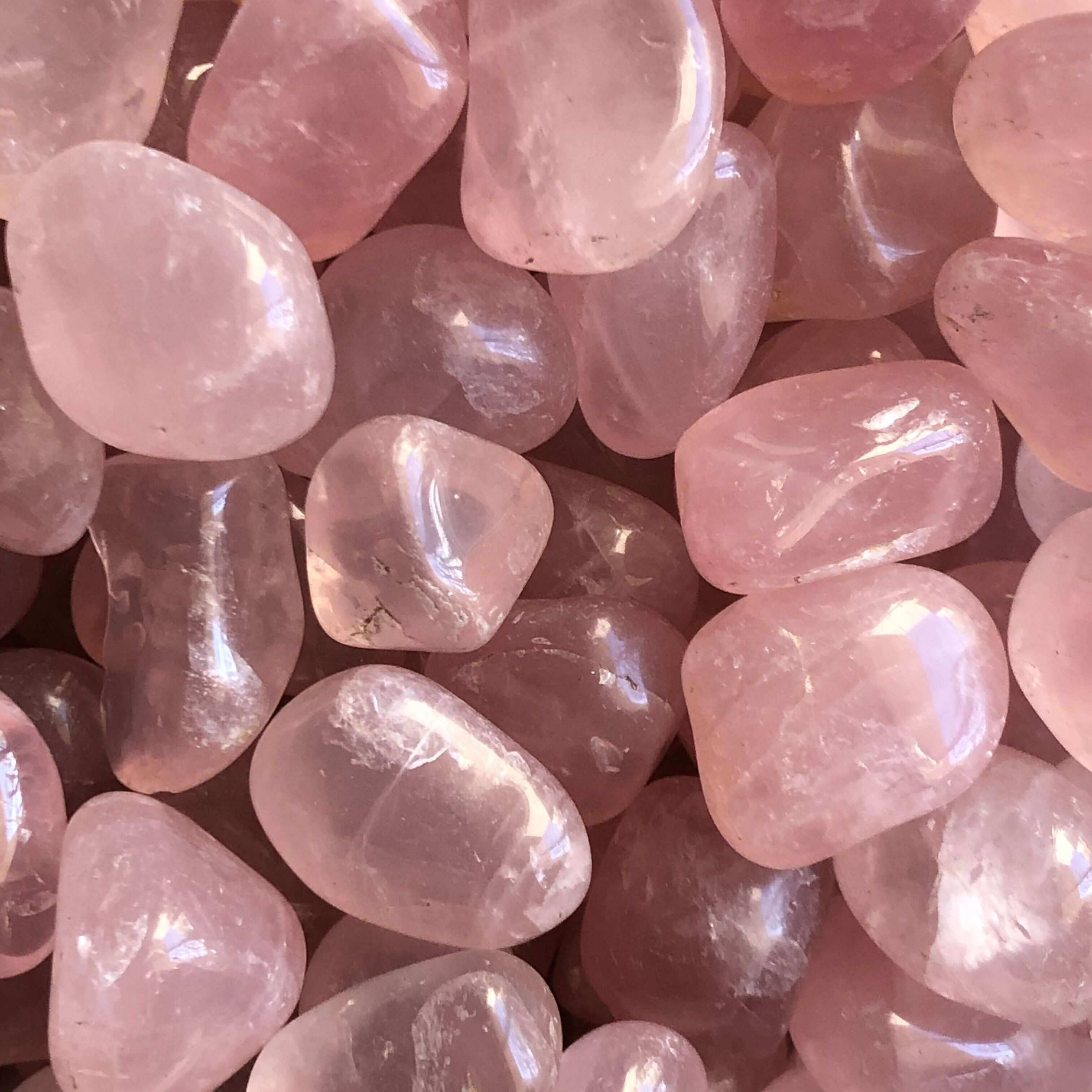 Rose Quartz Tumbles for Unconditional Love - Medium | Lot of 4 Mooncat Crystals