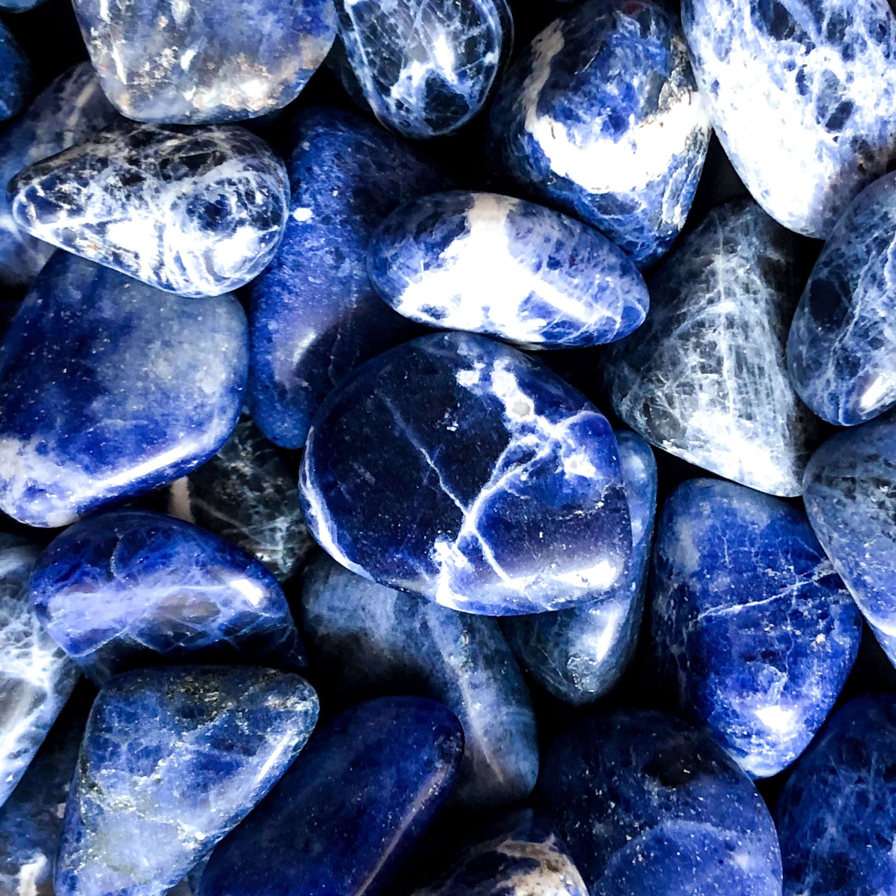 Sodalite Tumbles for Communication and Truth | Lot of 3 Mooncat Crystals