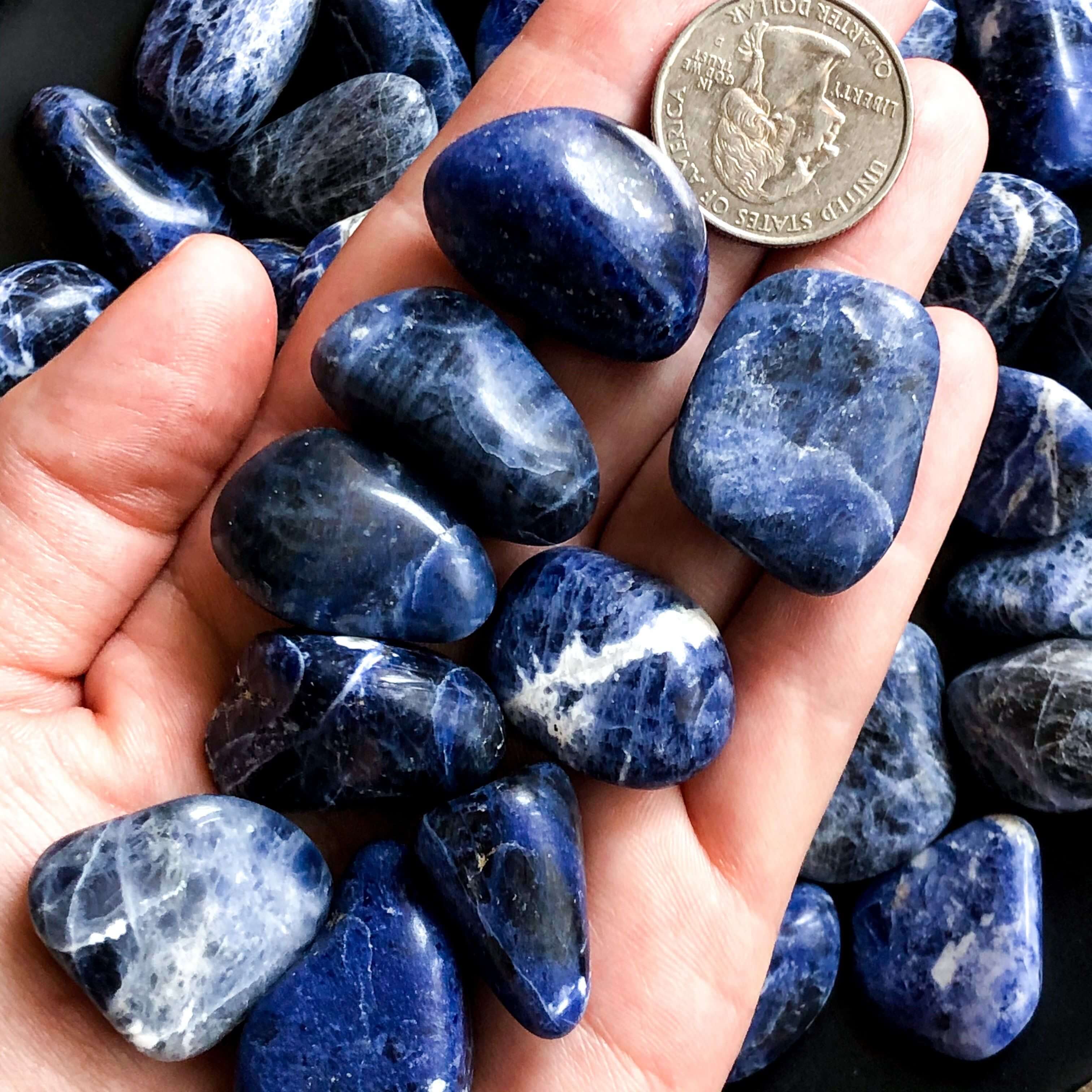 Sodalite Tumbles for Communication and Truth | Lot of 3 Mooncat Crystals