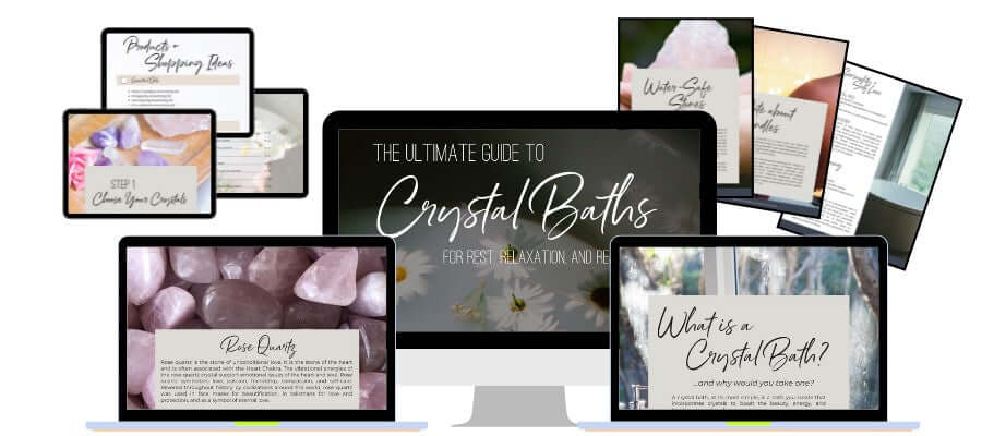 The Ultimate Guide to Crystal Baths | Full-Color PDF e-Book + Bonus Meditation Mooncat Crystals, LLC
