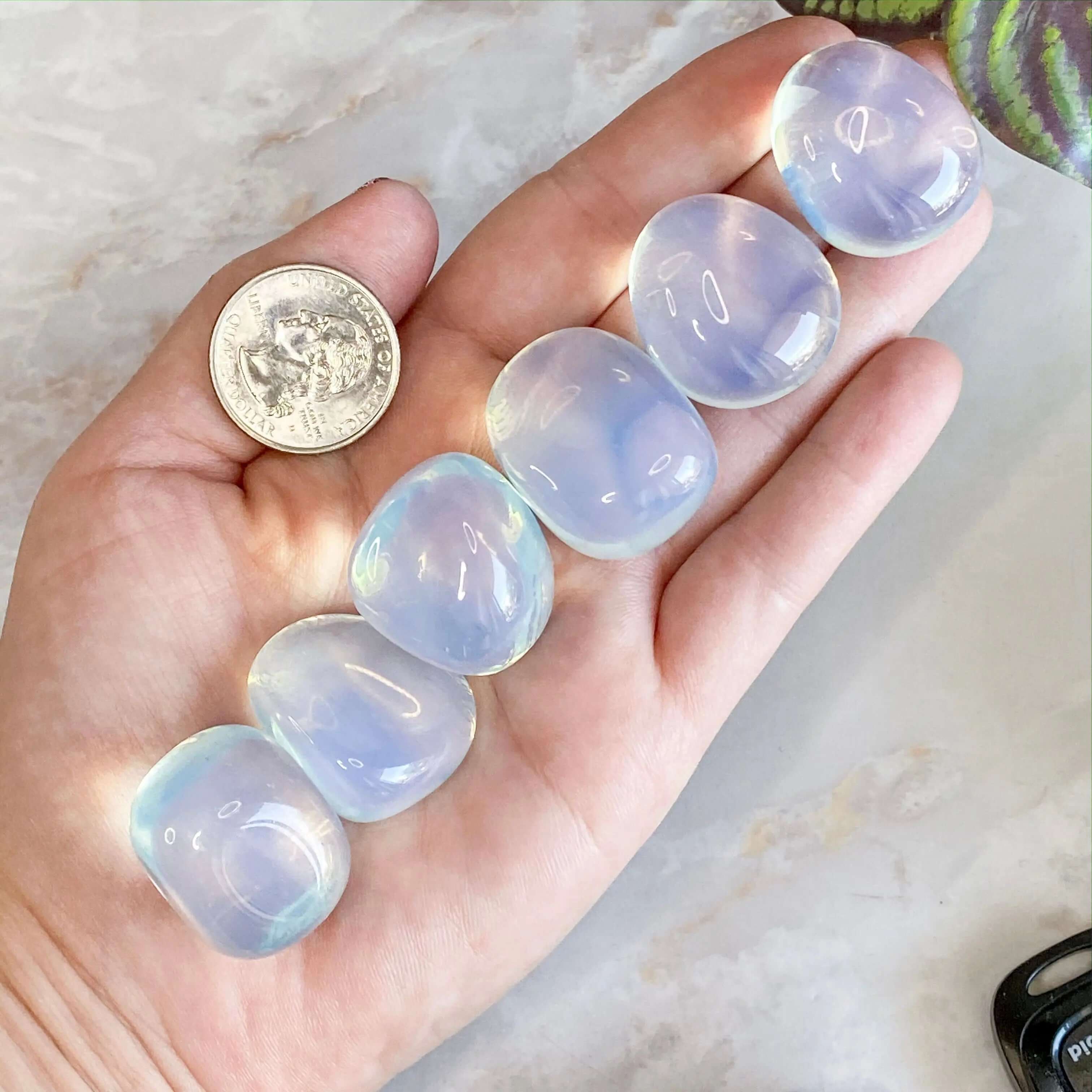 Top Quality Opalite (Manmade) Tumbles | Set of 2 Mooncat Crystals