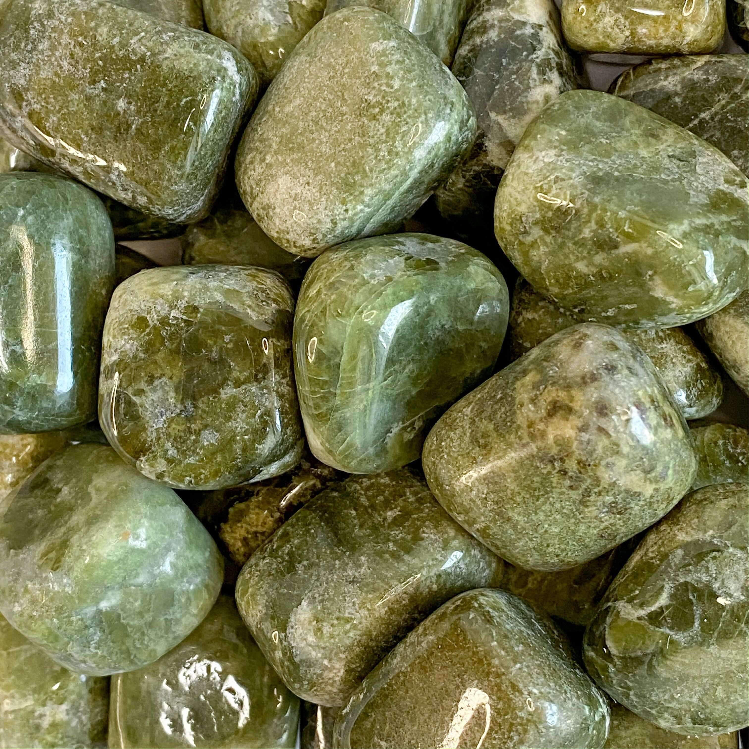 Vesuvianite Tumbles for Personal Growth and Joy | Set of 2 Mooncat Crystals