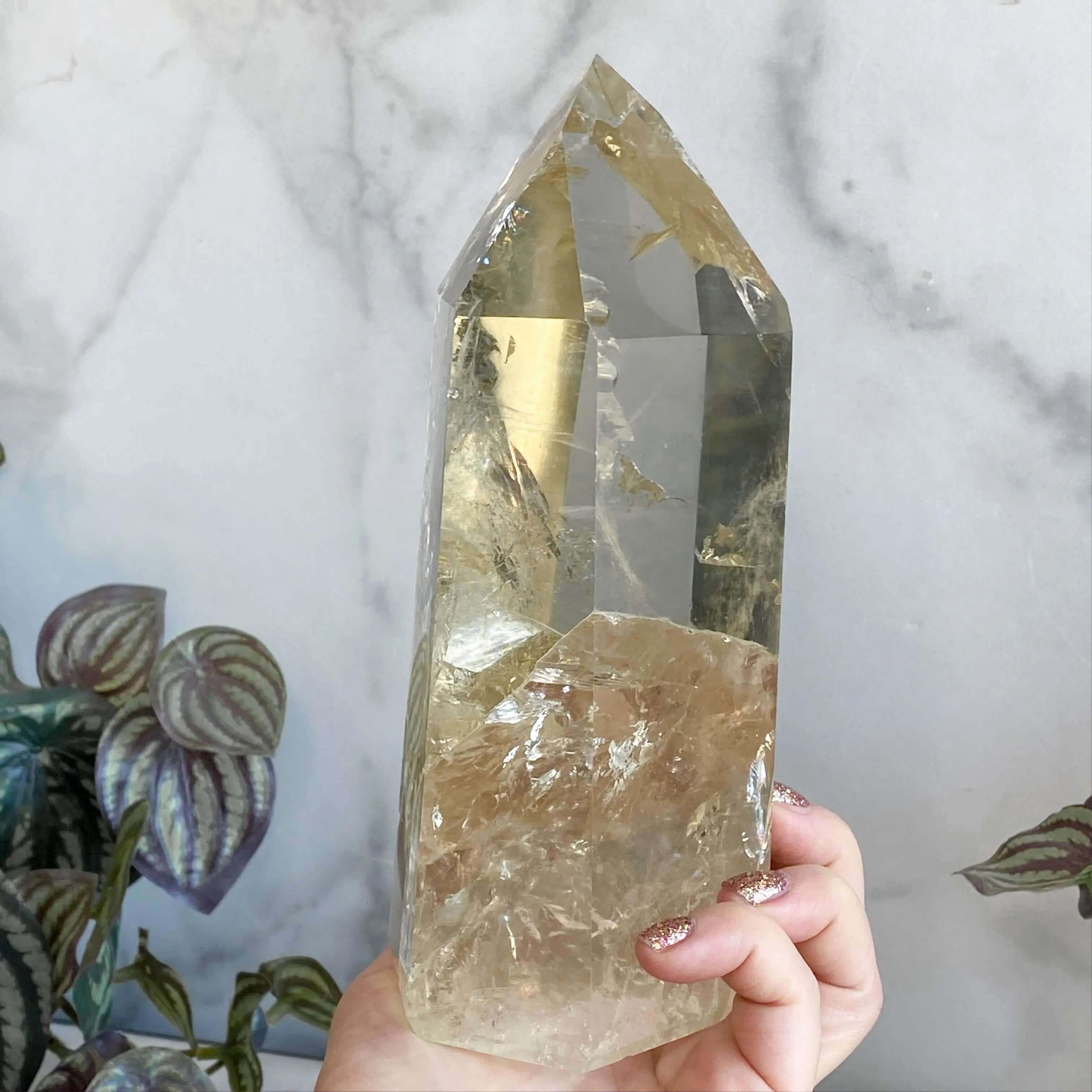 XL Natural Rainbow-Filled Citrine Tower for Wealth and Success Mooncat Crystals