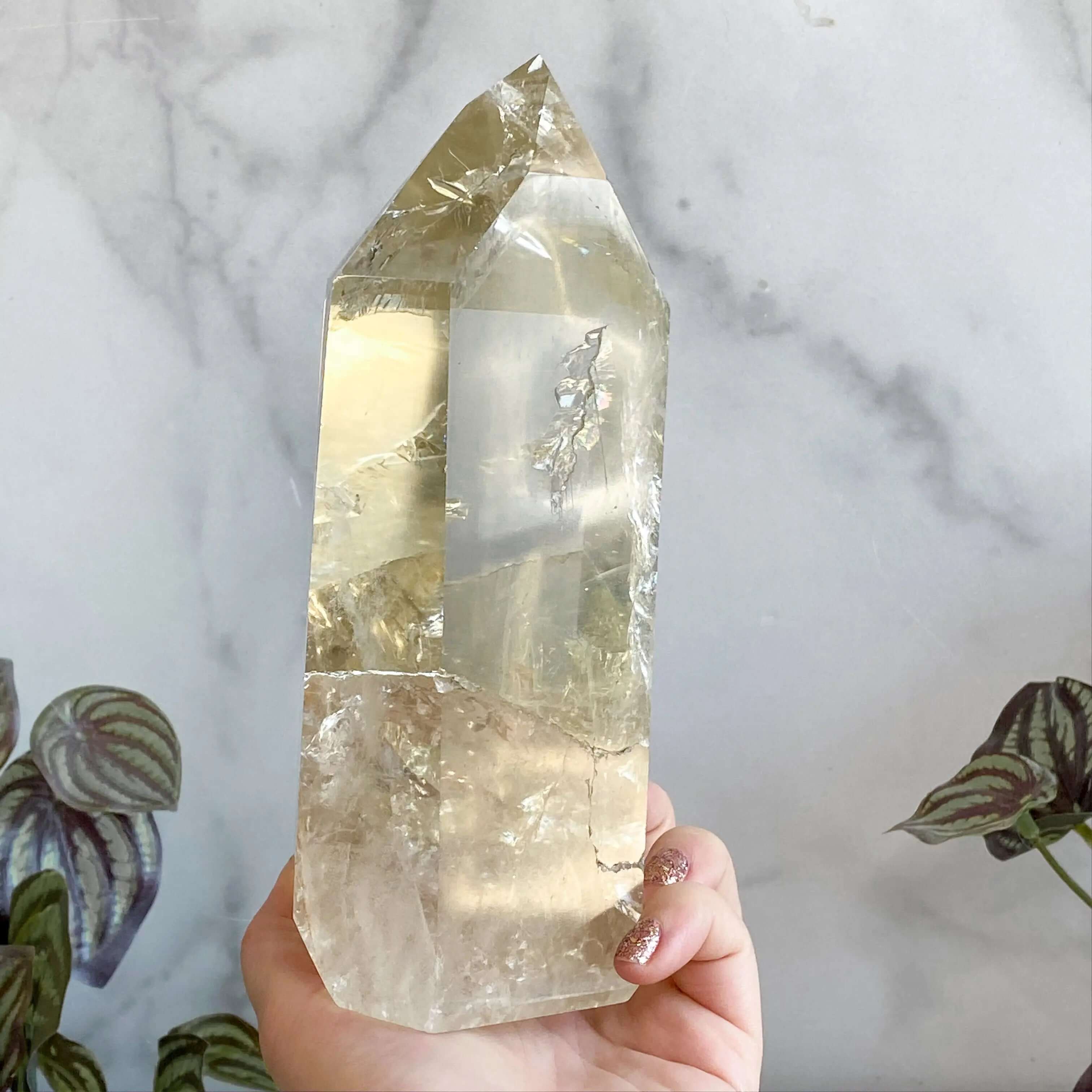 XL Natural Rainbow-Filled Citrine Tower for Wealth and Success Mooncat Crystals