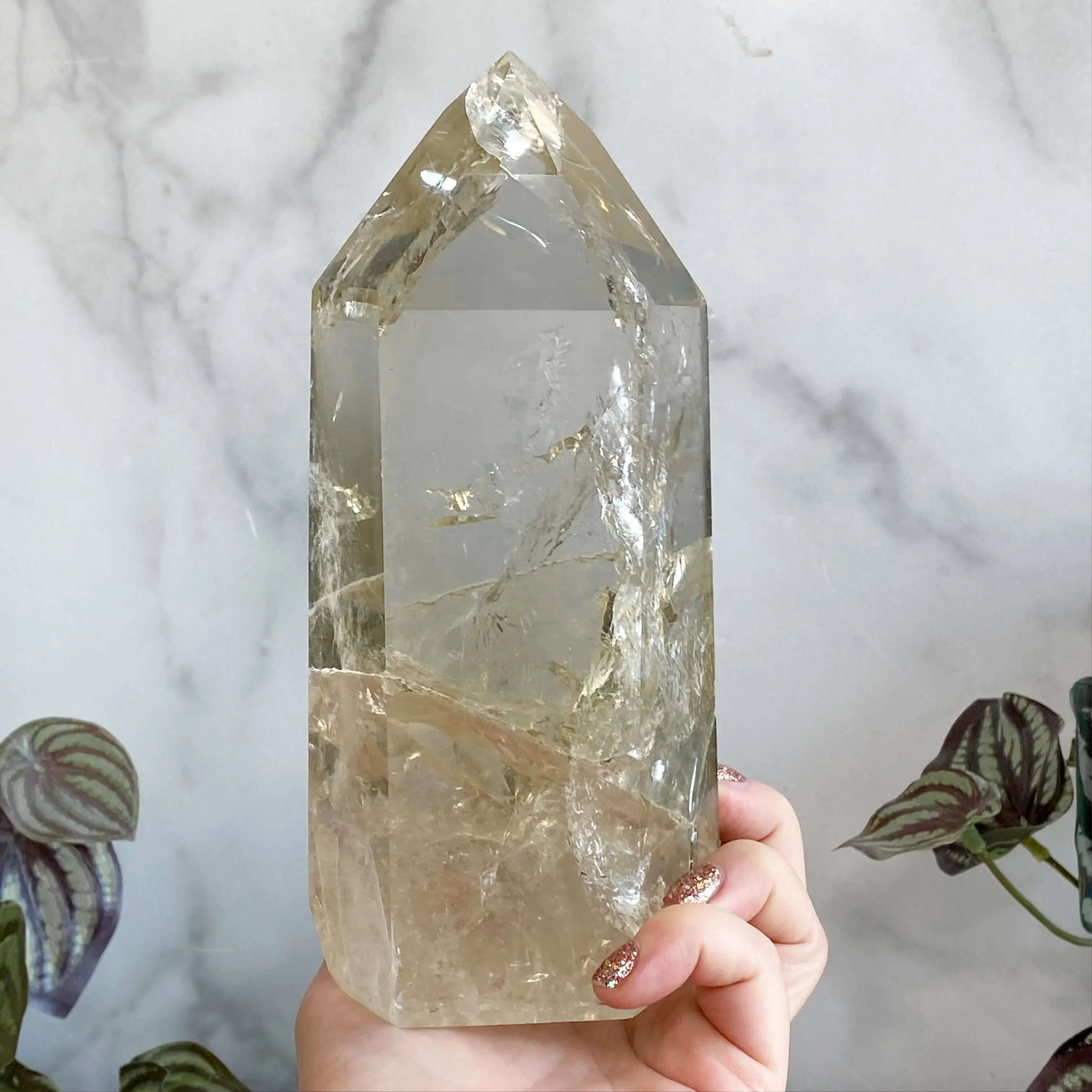 XL Natural Rainbow-Filled Citrine Tower - Mooncat Crystals